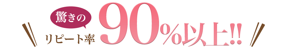 驚きのリピート率90%以上